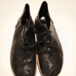 CYDWOQ (Sidewalk ) Custom Mens Black Leather Lace-Up Shoes 44/10.5